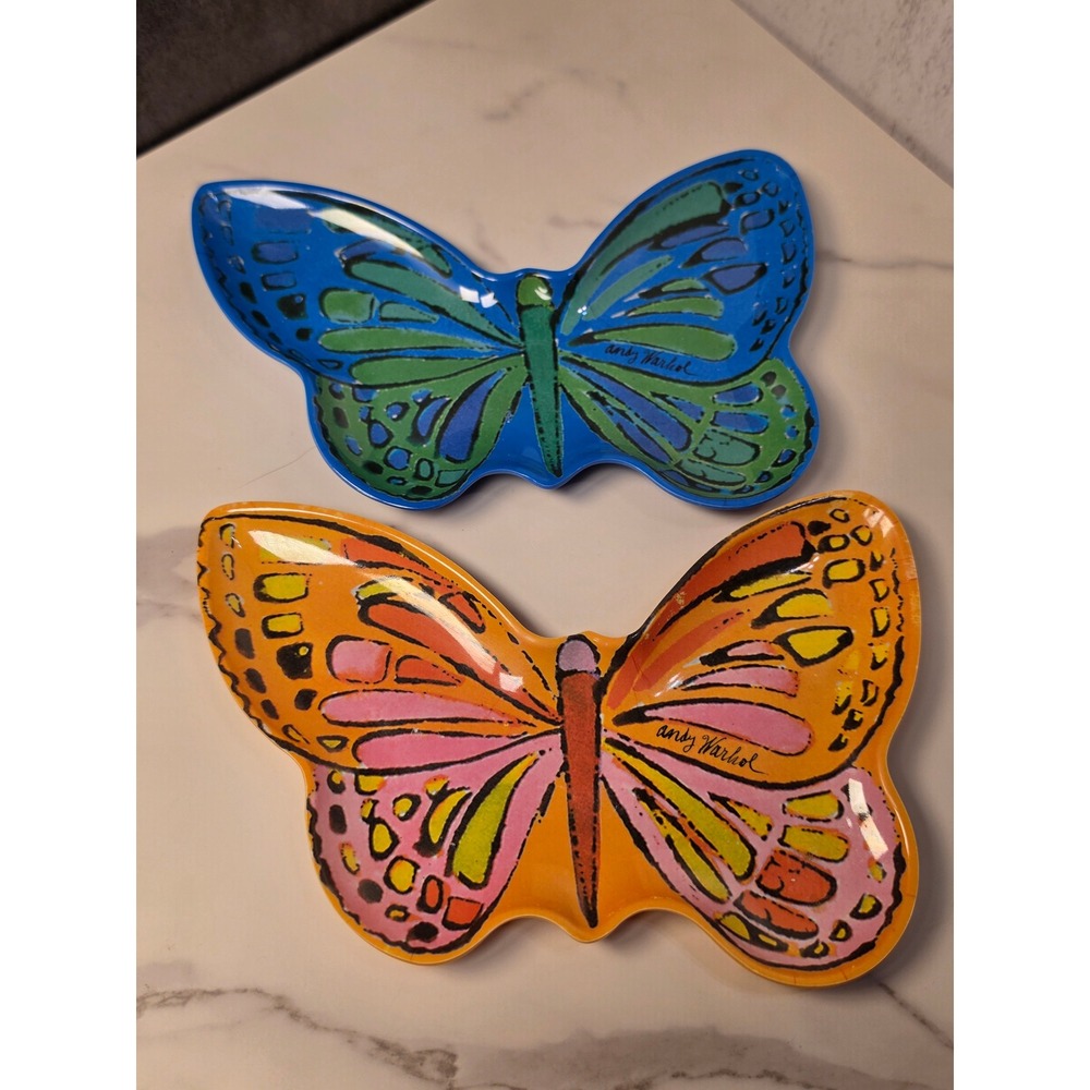 Andy Warhol x Presidio Objects Butterfly Melamine Plates Set Blue Orange Pop Art